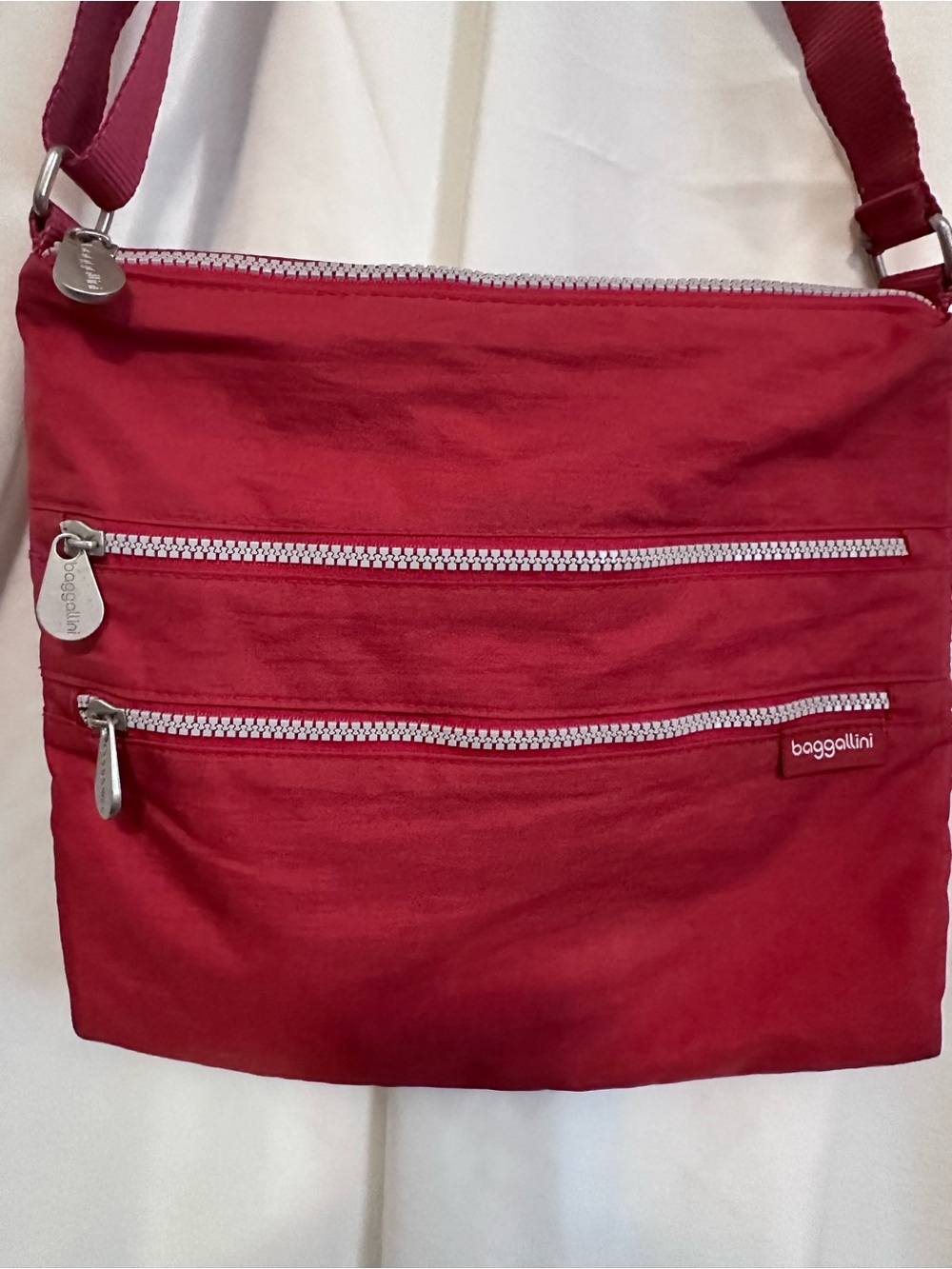 Baggallini Cranberry Red Crossbody Bag - Lightweight Shoulder Bag